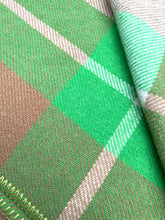 Load image into Gallery viewer, Kelly Green & Brown DOUBLE New Zealand Wool Blanket (with label)