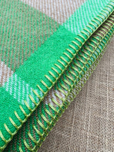 Load image into Gallery viewer, Kelly Green & Brown DOUBLE New Zealand Wool Blanket (with label)