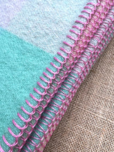 Load image into Gallery viewer, Mint, Pink & Mauve Onehunga SINGLE NZ Wool **Bargain Blanket**