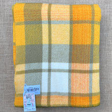 Load image into Gallery viewer, STUNNING Retro Olive & Gold SINGLE Pure Wool Blanket