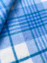 Load image into Gallery viewer, Thick & Fluffy Blue Check SINGLE Pure NZ Wool Blanket