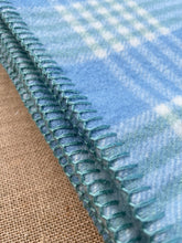 Load image into Gallery viewer, Thick Blue & Teal Check SINGLE Pure NZ Wool Blanket (One patch)