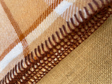 Load image into Gallery viewer, Warm Browns Check SINGLE Pure NZ Wool Blanket