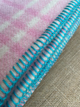 Load image into Gallery viewer, Fresh & Bright Pink & Turquoise SINGLE New Zealand Wool Blanket