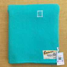 Load image into Gallery viewer, Solid Bright Turquoise SINGLE New Zealand Wool Blanket.