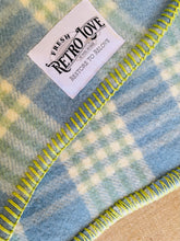 Load image into Gallery viewer, Blue with a twist of Lime SINGLE Pure Wool Blanket.