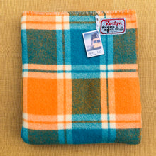Load image into Gallery viewer, Super Bright Orange and Turquoise SINGLE Super Thick and Soft - Fresh Retro Love NZ Wool Blankets
