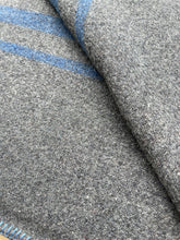 Load image into Gallery viewer, Soft Grey Army Blanket DOUBLE with Blue Stripe New Zealand Wool Blanket