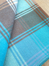 Load image into Gallery viewer, Gorgeous Turquoise, Blues and Brown SINGLE New Zealand Wool Blanket