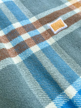 Load image into Gallery viewer, Distinguished Grey, Blue & Terracotta Check DOUBLE New Zealand Wool Blanket