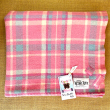 Load image into Gallery viewer, Bright Lipstick Pink and Blue THROW Pure Wool Blanket