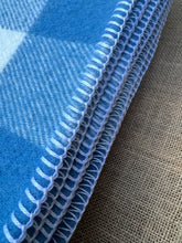 Load image into Gallery viewer, Blue & Cream "Checkmate" SINGLE Wool Blanket