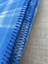 Load image into Gallery viewer, Cornflower Blue Check Lightweight DOUBLE Pure New Zealand Wool Blanket.