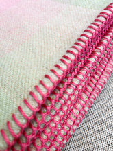Load image into Gallery viewer, Subtle Coral Pink & Olive SINGLE Pure New Zealand Wool Blanket.