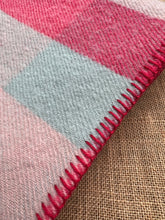 Load image into Gallery viewer, Super Pretty Hot Pink Check SINGLE New Zealand Wool Blanket
