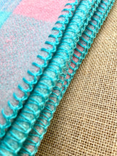Load image into Gallery viewer, Turquoise & Pink SINGLE New Zealand Wool Blanket