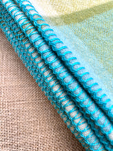 Load image into Gallery viewer, Olive and Turquoise Check Roslyn SINGLE New Zealand Wool Blanket
