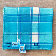 Load image into Gallery viewer, Bright Retro Turquoise & Purple THROW New Zealand Wool Blanket