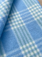 Load image into Gallery viewer, Thick Blue & Teal Check SINGLE Pure NZ Wool Blanket (One patch)