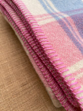 Load image into Gallery viewer, Sweet Pink & Blue Plaid Thick SINGLE New Zealand Wool Blanket
