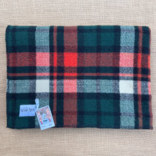 Load image into Gallery viewer, Rustic Green & Red THROW Pure Wool Blanket