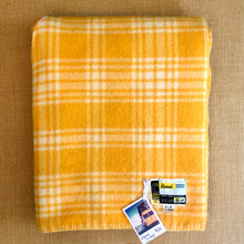 Load image into Gallery viewer, Vibrant Yellow Check SINGLE Aranui Wool Blanket - Fresh Retro Love NZ Wool Blankets