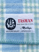 Load image into Gallery viewer, Thick Blue & Teal Check SINGLE Pure NZ Wool Blanket (One patch)