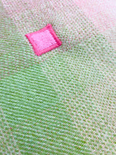 Load image into Gallery viewer, Subtle Coral Pink & Olive SINGLE Pure New Zealand Wool Blanket.
