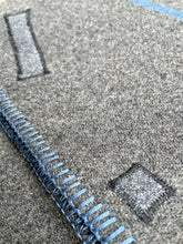 Load image into Gallery viewer, Grey Army Blanket SINGLE with Blue Stripe New Zealand Wool Blanket