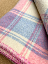 Load image into Gallery viewer, Sweet Pink & Blue Plaid Thick SINGLE New Zealand Wool Blanket