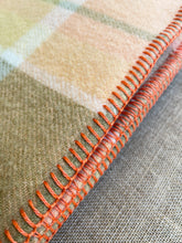 Load image into Gallery viewer, Apricot and Olive SINGLE New Zealand Wool Blanket.