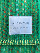 Load image into Gallery viewer, RARE Kelly Green Multicolour Yarn SINGLE New Zealand Wool Blanket