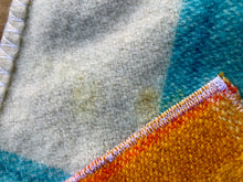 Load image into Gallery viewer, Retro Turquoise SINGLE super thick with patch repair - Fresh Retro Love NZ Wool Blankets