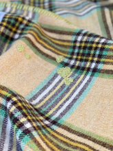 Load image into Gallery viewer, Stunning Olives & Golds KNEE/COT NZ Wool Blanket with Embroidered Hearts