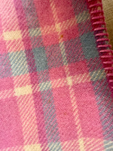 Load image into Gallery viewer, Bright Lipstick Pink and Blue THROW Pure Wool Blanket