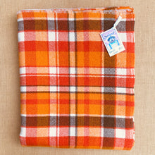 Load image into Gallery viewer, Check Orange and Olive - Perfect Retro SINGLE Wool Blanket - Fresh Retro Love NZ Wool Blankets