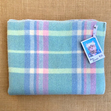 Load image into Gallery viewer, Soft and pretty BABY Blanket in Mints & Blue - Fresh Retro Love NZ Wool Blankets