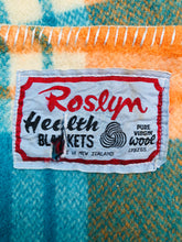 Load image into Gallery viewer, Super Bright Orange and Turquoise SINGLE Super Thick and Soft - Fresh Retro Love NZ Wool Blankets