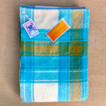 Load image into Gallery viewer, Retro Turquoise SINGLE super thick with patch repair - Fresh Retro Love NZ Wool Blankets
