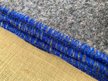 Load image into Gallery viewer, Grey Soft Army Blanket SINGLE with Blue Blanket Stitched Edge - Fresh Retro Love NZ Wool Blankets