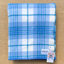 Load image into Gallery viewer, Thick & Fluffy Blue Check SINGLE Pure NZ Wool Blanket