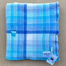 Load image into Gallery viewer, Bright and Fun Turquoise Check THROW/SMALL SINGLE New Zealand Wool blanket