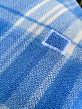 Load image into Gallery viewer, Cornflower Blue Check Lightweight DOUBLE Pure New Zealand Wool Blanket.