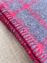 Load image into Gallery viewer, Vintage Red Check Army Grey SINGLE Pure NZ Wool Blanket