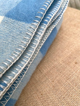 Load image into Gallery viewer, Petone Classic Blue & Cream Check DOUBLE New Zealand Wool Blanket