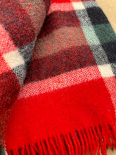 Load image into Gallery viewer, Bold Red & Black Check Onehunga TRAVEL RUG Collectible New Zealand Wool