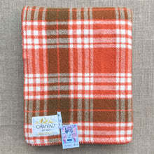 Load image into Gallery viewer, Bright Retro 70's Orange and Olive SINGLE New Zealand Wool Blanket