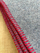 Load image into Gallery viewer, Grey Army Blanket SINGLE NZ Wool Blanket with Red Stripe