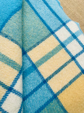 Load image into Gallery viewer, Turquoise & Butter SINGLE Pure New Zealand Wool Blanket.
