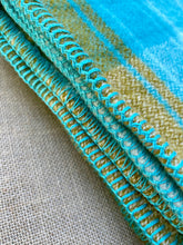 Load image into Gallery viewer, Bright Retro Turquoise THROW New Zealand Wool Blanket